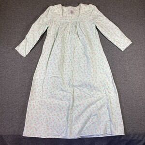 Earth Angels Cottage Floral Nightgown Womens Medium M Green Pink Prairie